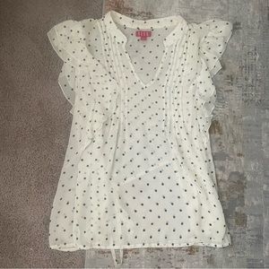 Elle sheer flutter-sleeve polka dot top